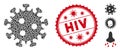 Collage HIV Virus Icon of Rugged Items with Coronavirus Textured HIV Seal