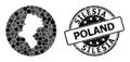 Mosaic Hole Round Map of Silesia Province and Rubber Stamp