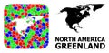 Mosaic Hole and Solid Map of North America and Greenland Royalty Free Stock Photo