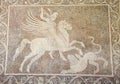Mosaic of a horseman fighting a lion in Rhodes, Greece