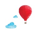 Mosaic hot balloon with clouds Royalty Free Stock Photo