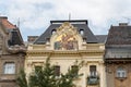 Mosaic on house pediment in Budapest