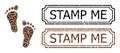 Stamp Me Grunge Seal Stamps with Notches and Human Steps Mosaic of Coffee Seeds