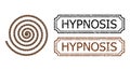 Hypnosis Scratched Rubber Stamps with Notches and Hypnosis Mosaic of Coffee Beans Royalty Free Stock Photo