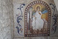 A mosaic image of an angel on the wall of the upper Ostrog monastery in Montenegro