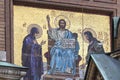 Mosaic images of saints on the walls of the Cathedral of the Savior on Spilled Blood in St. Petersburg