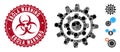 Mosaic Inner Gear Icon with Distress Ebola Warning Stamp