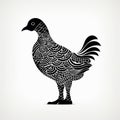 Mosaic-inspired Realism: Ornate Chicken Silhouette On White Background Royalty Free Stock Photo