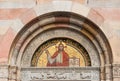 Mosaic of Jesus Christ above entrance to Basilica of San Babila in Milan Italy