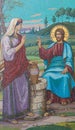 Mosaic of Jesus and the Samaritan woman at the well Royalty Free Stock Photo