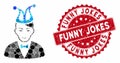 Mosaic Joker with Grunge Funny Jokes Seal