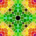 Mosaic kaleidoscope jewel seamless pattern background - full color rainbow spectrum colored with white grout - green, blue