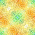 Mosaic kaleidoscope jewel seamless texture background - fresh spring yellow orange green colored with white grout Royalty Free Stock Photo