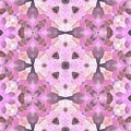 Mosaic kaleidoscope seamless pattern background - baby pink, purple, violet, maroon and brown color colored with gray grou Royalty Free Stock Photo