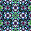 Mosaic kaleidoscope seamless pattern background - dark full colored with black grout Royalty Free Stock Photo