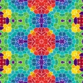 Mosaic kaleidoscope seamless pattern background - full color colored with white grout Royalty Free Stock Photo