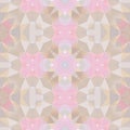 Mosaic kaleidoscope seamless pattern background - light pastel pink, gray and beige colored