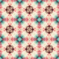 Mosaic kaleidoscope seamless pattern background - retro pastel colors - brown, pink, blue, green, beige Royalty Free Stock Photo