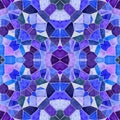 Mosaic kaleidoscope seamless pattern background - royal blue, cerulean, purple, violet, indigo color colored with gray gro
