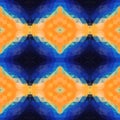 Mosaic kaleidoscope seamless pattern background vibrant blue and orange colored - diamond shape