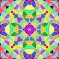 Mosaic kaleidoscope seamless pattern background - vibrant pastel spectrum colored with gray grout