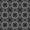 Mosaic kaleidoscope seamless texture background - black gray grayscale with white grout