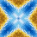 mosaic kaleidoscope seamless pattern texture background - color blue and gold ochre yellow Royalty Free Stock Photo