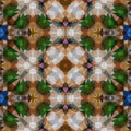 Mosaic kaleidoscope seamless texture background - emerald green, blue sapphire and brown agate colored variegated spectrum Royalty Free Stock Photo