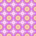 Mosaic kaleidoscope seamless pattern background - pink violet yellow orange pastel color Royalty Free Stock Photo