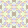 Mosaic kaleidoscope seamless texture background - light pastel colored with gray grout - orange, green, brown, purple, pin Royalty Free Stock Photo