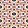 Mosaic kaleidoscope seamless texture background - orange, yellow, brown, nude beige colored with white grout Royalty Free Stock Photo