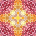 Mosaic kaleidoscope seamless texture background - vibrant orange, yellow, red, pink colored with white grout Royalty Free Stock Photo