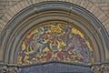 Mosaic with knight fighting dragon and saint George at Cologne cathedral Royalty Free Stock Photo