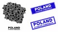 Mosaic Kuyavian-Pomeranian Voivodeship Map and Scratched Rectangle Stamps Royalty Free Stock Photo