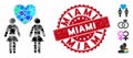 Mosaic Lesbi Love Pair Icon with Distress Miami Seal