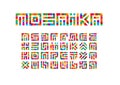 Mosaic letters set. Colored Stickers style vector ukrainian alphabet. Font for events, promotions, logos, banner