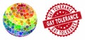 Mosaic LGBT Color Stripes Sphere with Grunge Gay Tolerance Seal