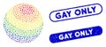 Elliptic Collage LGBT Color Stripes Sphere with Grunge Gay Only Stamps