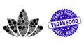 Mosaic Lotus Flower Icon with Distress Vegan Food Stamp