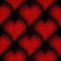 Mosaic love hearts seamless pattern. Textured halftone ector background. Repeat half tone digital backdrop. Red Love hearts modern