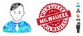 Mosaic Loyer Icon with Textured Milwaukee Stamp Royalty Free Stock Photo