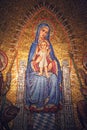 Mosaic of Madonna with child Jesus, Church of the Benedictine Abbey of the Dormition, Mount Zion, Jerusalem, Israel