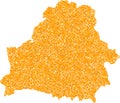 Mosaic Map of Belarus - Golden Collage of Shard Items in Yellow Colors