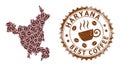 Mosaic Map of Haryana State of Coffee and Scratched Stamp for Best Coffee