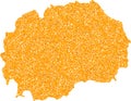 Mosaic Map of Macedonia - Golden Composition of Shard Elements in Yellow Hues