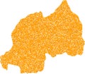 Mosaic Map of Rwanda - Gold Composition of Detritus Parts in Yellow Shades