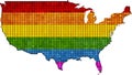 Mosaic map of USA in colors of LGBT, Gay pride flag in contour of USA