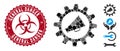 Collage Marketing Automation Icon with Grunge General Danger Seal