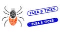 Rectangle Collage Mite Tick with Grunge Flea and Ticks Seals