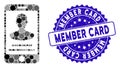 Mosaic Mobile Person Details Icon with Grunge Member Card Seal